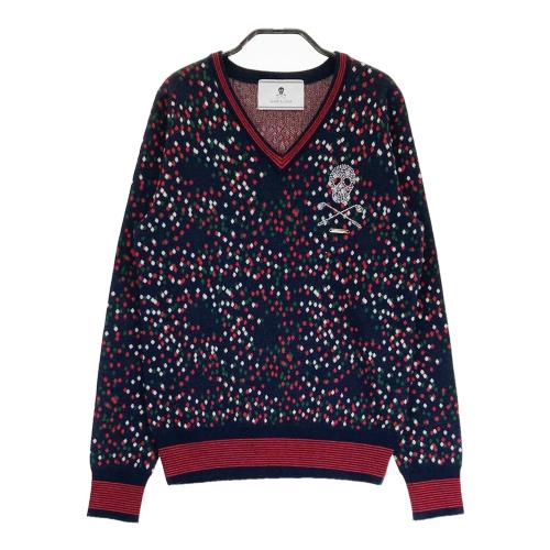 サイズ：M MARK&amp;LONA マークアンドロナ  カシミヤ ニットセーター スカル  パープル系 [240101425387] ゴルフウェア レディース ストスト MARK&LONA マークアンドロナ カシミヤ ニットセーター スカル