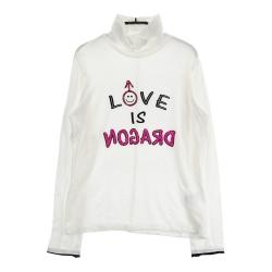 サイズ：2 DANCE WITH DRAGON ダンスウィズドラゴン  ハイネック長袖Tシャツ  ホワイト系 [240001237082] ゴルフウェア レディース ストスト DANCE WITH DRAGON ダンスウィズドラゴン ハイネック長袖Tシャツ