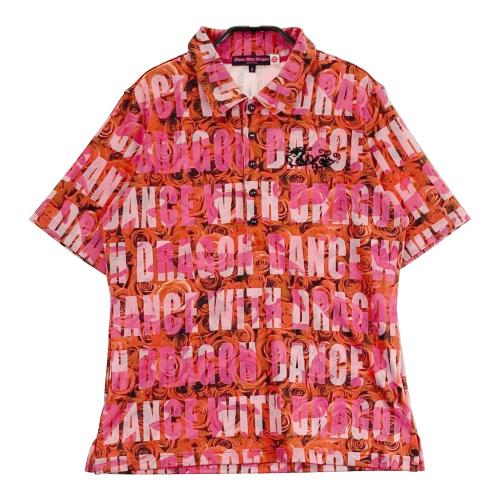 サイズ：2 DANCE WITH DRAGON ダンスウィズドラゴン  半袖ポロシャツ ハート レオパード柄 レッド系 [240001285887] ゴルフウェア レディース ストスト DANCE WITH DRAGON ダンスウィズドラゴン 半袖ポロシャツ ハート