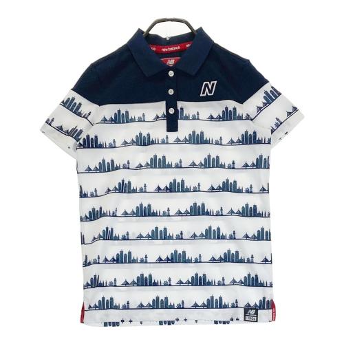 サイズ：0 NEW BALANCE GOLF ニューバランス  半袖ポロシャツ スニーカー総柄 ホワイト系 [240101462585] ゴルフウェア レディース ストスト NEW BALANCE GOLF ニューバランス 半袖ポロシャツ スニーカー総