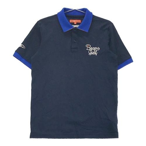 BEAMS GOLF ビームスゴルフ 半袖ポロシャツ ロゴ柄 ネイビー系 サイズ