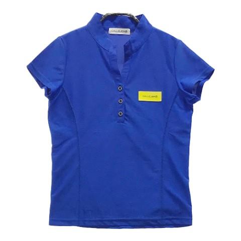 CALLEJERA カジェヘラ 半袖ポロシャツ ロゴ 総柄 ブルー 0