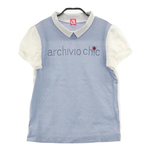 ARCHIVIO アルチビオ 襟付 半袖Tシャツ レース切替 ブルー系 サイズ
