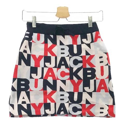 JACK BUNNY ジャックバニー ニットスカート ロゴ総柄 レッド系 サイズ