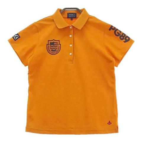 パーリーゲイツ ロゴ ワッペン付き 半袖 ポロシャツ 1 オレンジ
