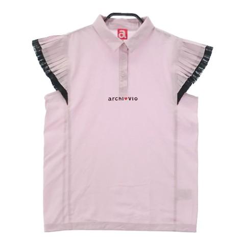 ARCHIVIO アルチビオ 半袖ポロシャツ 袖プリーツ ピンク系 サイズ：36