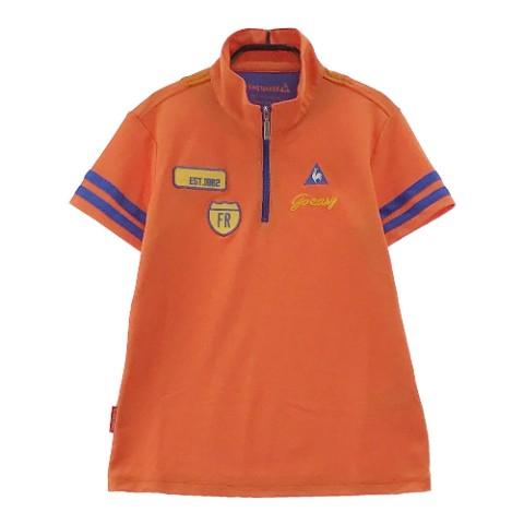 LE COQ GOLF ルコックゴルフ ハーフジップ 半袖Tシャツ ワッペン ピンク系 サイズ：LL ランク：A- 【中古】ゴルフウェア Tシャツ 中古 ゴルフウェア通販サイトSTST(ストスト)