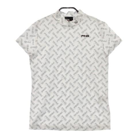 PING ピン 2022年モデル ハイネック半袖Tシャツ ロゴ総柄 ホワイト系