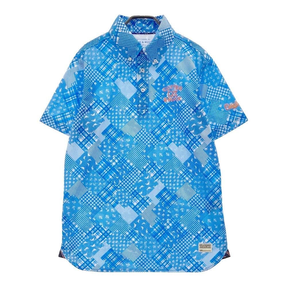 CUTTER&BUCK カッターアンドバック 半袖ポロシャツ 総柄 ブルー系