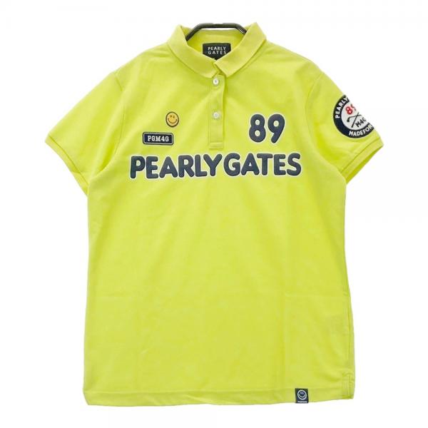 PEARLY GATES パーリーゲイツ 半袖ポロシャツ ニコちゃん 刺繍 グリーン系 サイズ：1 ランク：B 【中古】ゴルフウェア