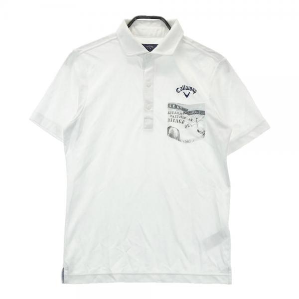 CALLAWAY キャロウェイ 半袖ポロシャツ 総柄 ホワイト系 サイズ：M ランク：B 【中古】ゴルフウェア