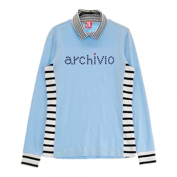 ARCHIVIO アルチビオ A619930 襟付 長袖Tシャツ ボーダー柄 ブルー系 