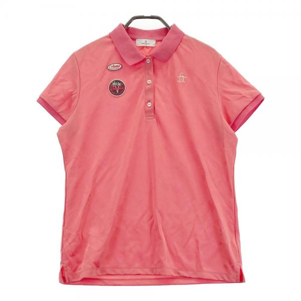MUNSING WEAR マンシングウェア MGWNJA05X 半袖ポロシャツ 総柄 ピンク系 サイズ：LL ランク：A- 【中古】ゴルフウェア