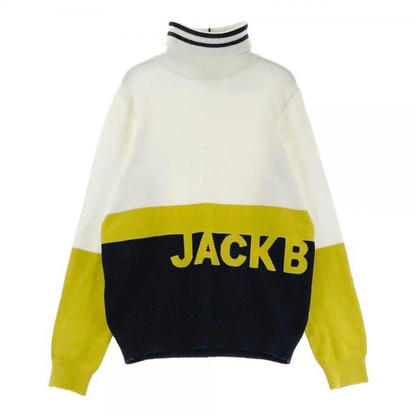 JACK BUNNY ジャックバニー タートルネック ニットセーター ロゴ ホワイト系 サイズ：1 ランク：B 【中古】ゴルフウェア