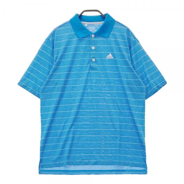 Adidas GOLF アディダスゴルフ 半袖ポロシャツ ボーダー柄 ブルー系 サイ