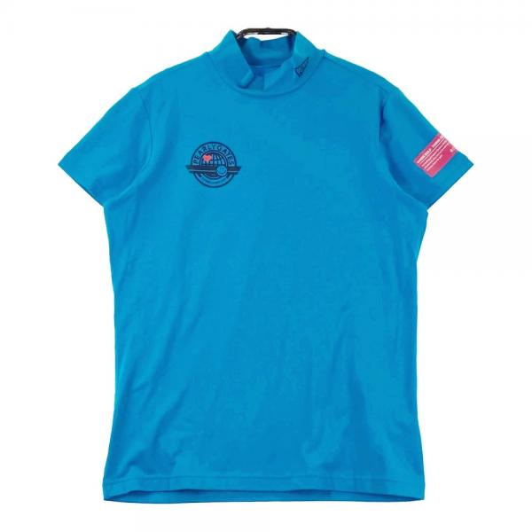 PEARLY GATES パーリーゲイツ 2022年モデル ハイネック 半袖Tシャツ プリント ブルー系 サイズ：1 ランク：B 【中古】ゴルフウェア