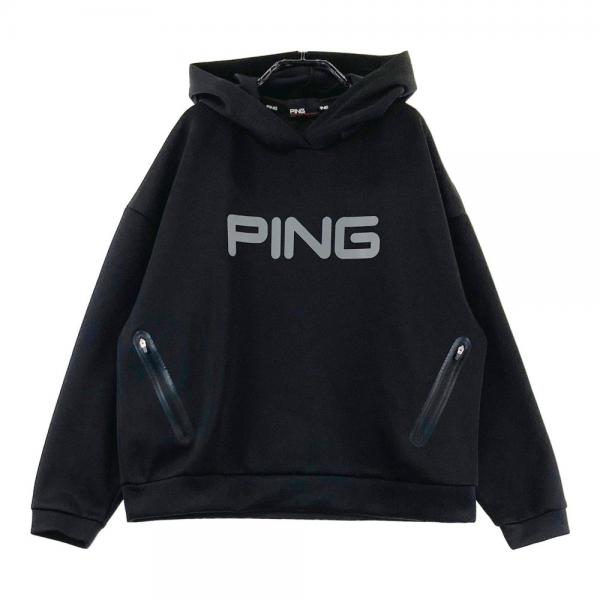 PING ピン 2022年モデル 長袖パーカー プルオーバー ブラック系 サイズ：L ランク：B 【中古】ゴルフウェア