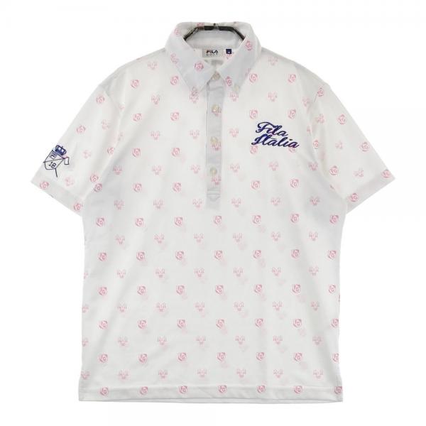 FILA GOLF フィラゴルフ 半袖ポロシャツ 総柄 ホワイト系 サイズ:M ラン