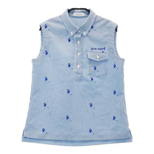 サイズ：M JUN&amp;ROPE ジュン アンド ロペ  フレンチスリーブ 半袖Tシャツ  ブルー系 [240101428152] ゴルフウェア レディース ストスト JUN&ROPE ジュン アンド ロペ フレンチスリーブ 半袖Tシャツ