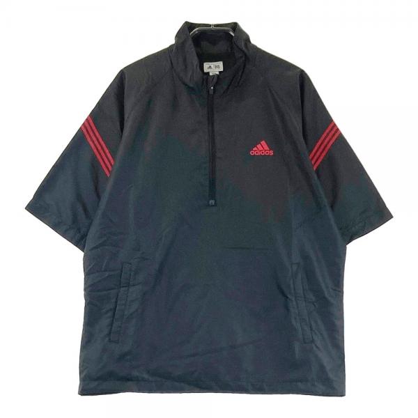 ADIDAS GOLF アディダスゴルフ ハーフジップ 半袖ジャケット 裏メッシュ ブラック系 サイズ：M ランク：B 【中古】ゴルフウェア