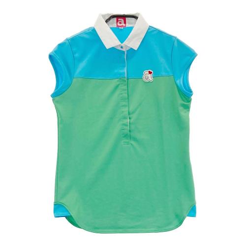 coco 中古 アルチビオ archivio レディース 半袖ポロシャツ 38(M) 紺×緑 グリーン ボーダー ウエア