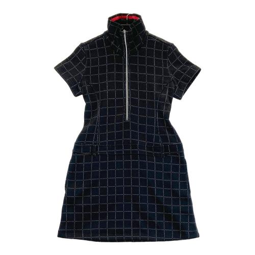 kolwin コルウィン 中綿 ノースリーブ ワンピース L ネイビー ゴルフ kolwin コルウィン 中綿切替 半袖ジップワンピース 総柄 グレー系