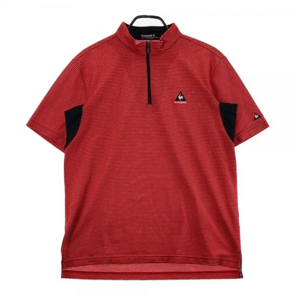 lecoq GOLF ルコックゴルフ 半袖ハーフジップTシャツ ボーダー レッド系