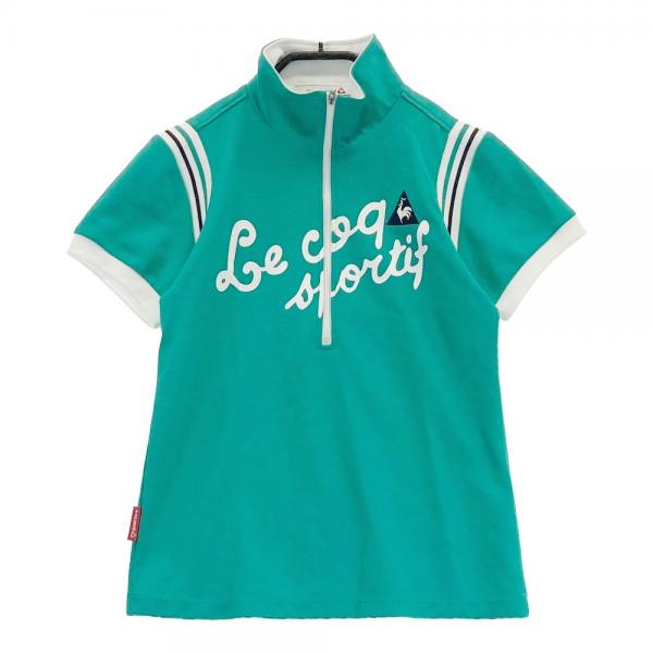 LECOQ GOLF ルコックゴルフ ハーフジップ半袖Tシャツ グリーン系 サイズ：S ランク：A- 【中古】ゴルフウェア