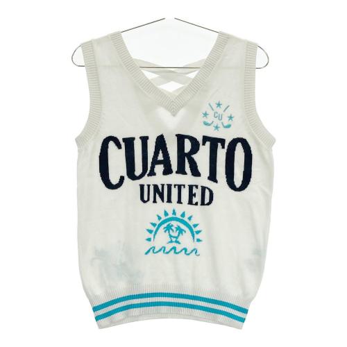 サイズ：M CUARTO UNITED クアルトユナイテッド  ニットベスト ストライプ柄 ホワイト系 [240101481932] ゴルフウェア レディース ストスト CUARTO UNITED クアルトユナイテッド ニットベスト ストライプ柄