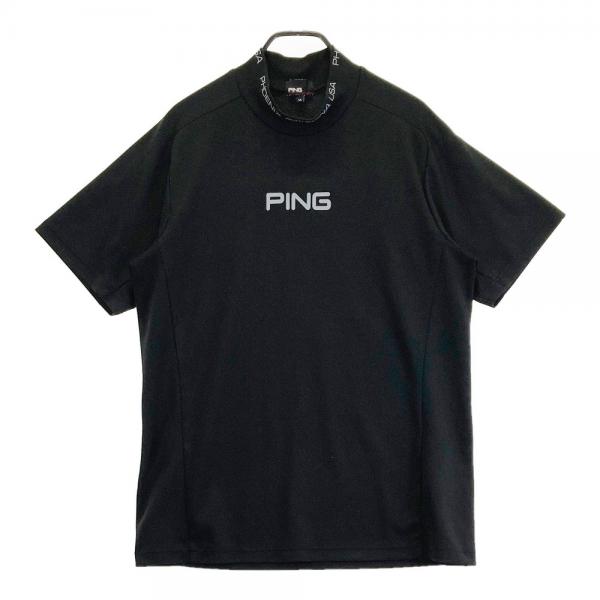 PING ピン 2023年モデル ハイネック 半袖 Tシャツ ブラック系 サイズ：LL ランク：B 【中古】ゴルフウェア Tシャツ 中古ゴルフウェア 通販サイトSTST(ストスト)