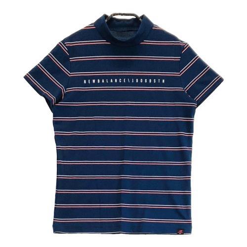 サイズ：1 NEW BALANCE GOLF ニューバランス  リボン付き ハイネック 半袖Tシャツ ボーダー柄 ネイビー系 [240101440530] ゴルフウェア レディース ストスト サイズ：1 NEW BALANCE GOLF ニューバランス リボン付き