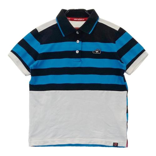 【美品】NEW BALANCE GOLF ゼブラボーダー柄 半袖ポロシャツ L NEW BALANCE GOLF ニューバランス 半袖ポロシャツ ボタンダウン