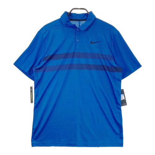 NIKE GOLF ナイキゴルフ 半袖ポロシャツ ボーダー柄 ブルー系 サイズ：M ランク：A- 【中古】ゴルフウェア ポロシャツ  中古ゴルフウェア通販サイトSTST(ストスト)