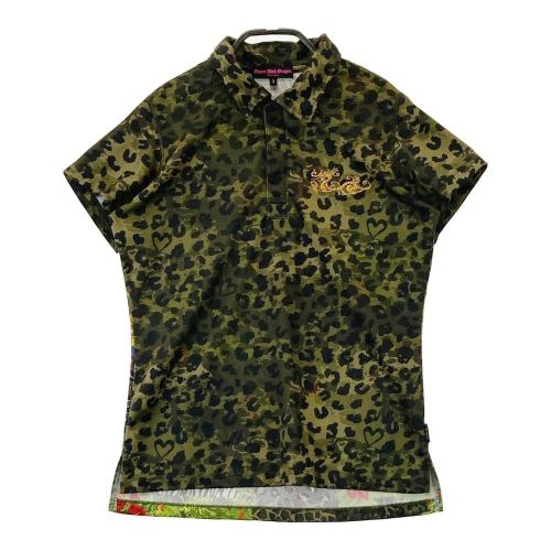 ダンスウィズドラゴン 半袖ポロシャツ ピンク×黒 レオパード