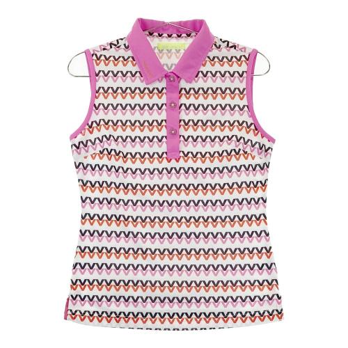 サイズ：42 VIVA HEART ビバハート  ノースリーブポロシャツ  ピンク系 [240101459495] ゴルフウェア レディース ストスト VIVA HEART ビバハート ノースリーブポロシャツ ピンク系 サイズ