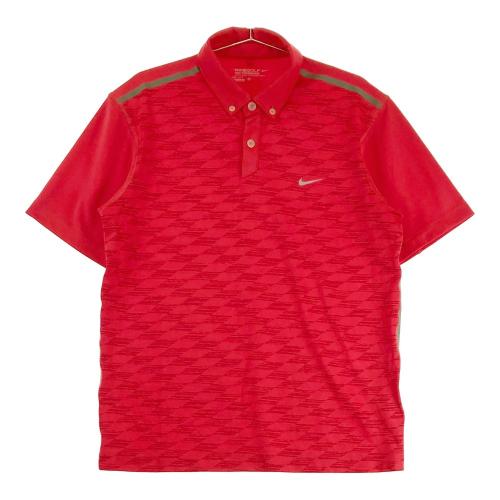 NIKE GOLF ナイキゴルフ 半袖ポロシャツ ボタンダウン 総柄 レッド系 サイズ：M ランク：A- 【中古】ゴルフウェア ポロシャツ 中古 ゴルフウェア通販サイトSTST(ストスト)