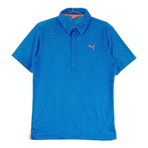 PUMA GOLF プーマゴルフ ハーフジップ 半袖ポロシャツ ドット総柄 ブルー系 サイズ：M ランク：B 【中古】ゴルフウェア ポロシャツ 中古 ゴルフウェア通販サイトSTST(ストスト)