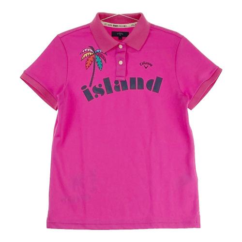 Callaway キャロウェイ 半袖ポロシャツ 白×レッド 小花柄 ボタン