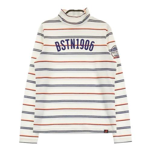 サイズ：1 NEW BALANCE GOLF ニューバランス  ハイネック長袖Tシャツ ボーダー柄 ホワイト系 [240101420998] ゴルフウェア レディース ストスト NEW BALANCE GOLF ニューバランス ハイネック長袖Tシャツ