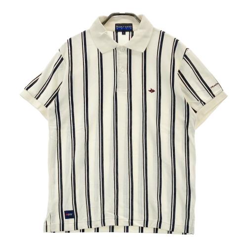 サイズ：S MAISON KITSUNE GOLF メゾンキツネゴルフ  半袖ポロシャツ ストライプ柄 ホワイト系 [240101483027] ゴルフウェア レディース ストスト サイズ：S MAISON KITSUNE GOLF メゾンキツネゴルフ 半袖