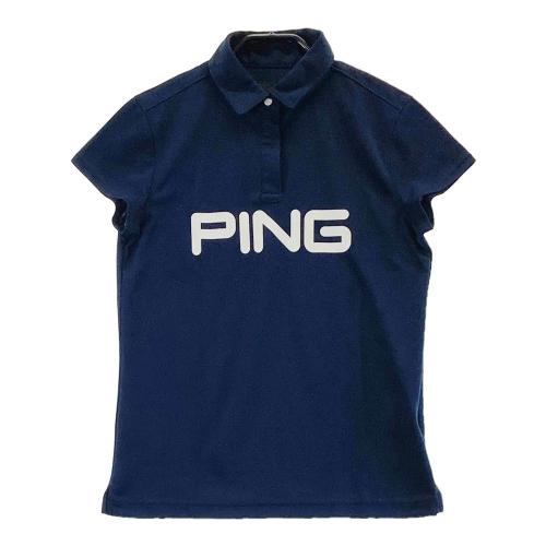 PING ピン 2024年モデル モックネック 半袖Tシャツ ネイビー系 L