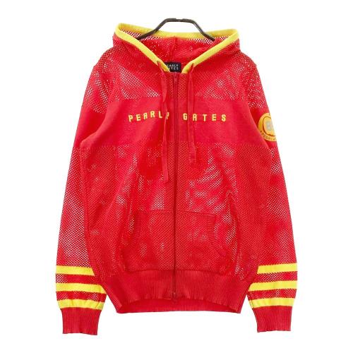 サイズ：0 PEARLY GATES パーリーゲイツ  ナイロン ジップジャケット ハート柄 レッド系 [240101364485] ゴルフウェア レディース ストスト PEARLY GATES パーリーゲイツ ナイロン ジップジャケット ハート