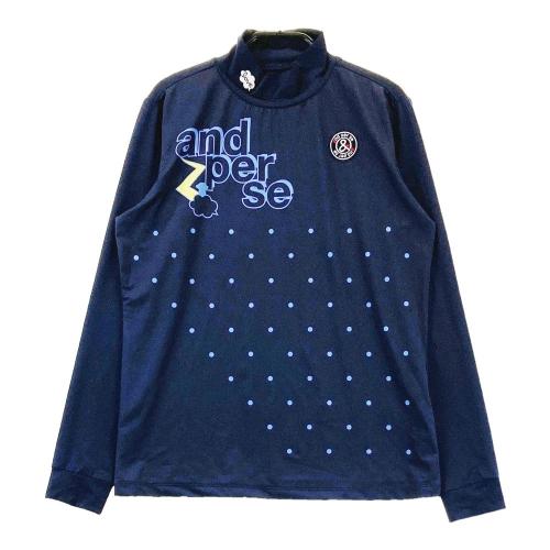 AND PER SE アンパスィ ハイネック 長袖 Tシャツ ドット 総柄