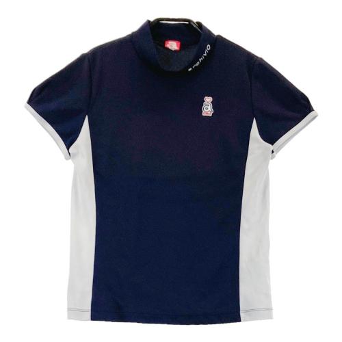 サイズ：L AND PER SE アンパスィ  ハイネック半袖Tシャツ  ネイビー系 [240101503784] ゴルフウェア レディース ストスト AND PER SE アンパスィ ハイネック 半袖Tシャツ ネイビー系