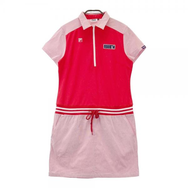 くらしを楽しむアイテム FILA GOLF フィラゴルフ ハーフジップ半袖ワンピース ストライプ ウェア