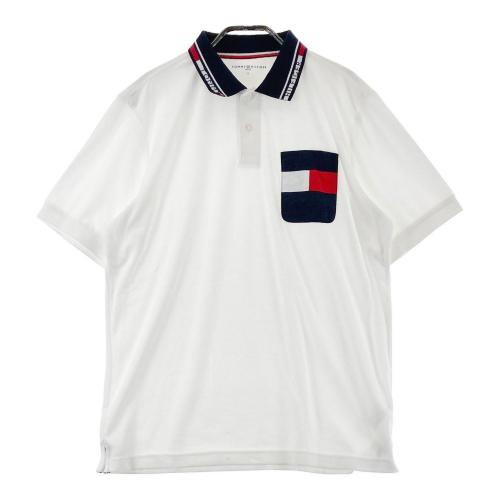 TOMMY HILFIGER GOLF トミー ヒルフィガーゴルフ パイル生地 半袖ポロシャツ ホワイト系 サイズ：LL ランク：B 【中古】ゴルフウェア  ポロシャツ 中古ゴルフウェア通販サイトSTST(ストスト)