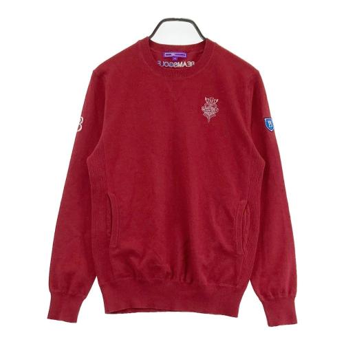 BEAMS GOLF ビームスゴルフ 気強い 長袖ポロシャツ 総柄 レッド系 L 【中古】ゴルフウェア