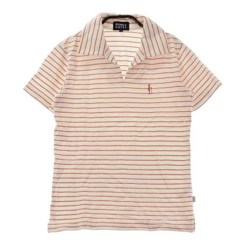 PEARLY GATES パーリーゲイツ 襟付き 半袖Tシャツ ボーダー柄 ホワイト