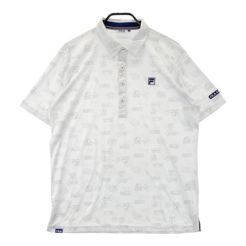 FILA - FILA GOLF フィラゴルフ 総柄 ポロシャツ ゴルフ ウェア 半袖 人気 FILA GOLF フィラゴルフ 半袖ポロシャツ 総柄 ホワイト系 サイズ