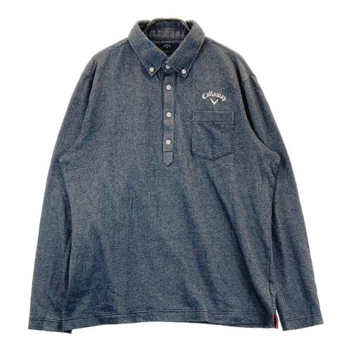 サイズ：L CALLAWAY キャロウェイ  長袖ポロシャツ ボタンダウン 総柄 グレー系 [240101488211] ゴルフウェア メンズ ストスト CALLAWAY キャロウェイ 長袖ポロシャツ ボタンダウン 総柄